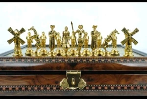 Vintage Don Quote 24k Gold Filled Miniature Decorative Chess Set Made In Spain - Picture 1 of 24