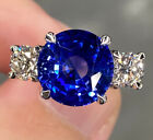 Blue Sapphire Gemstone Ring 7 Carat Certified Lab Created Diamond 950 Platinum