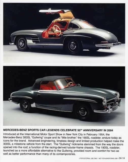1954 Mercedes-Benz 300SL & 190SL Roadster 50th Anniversary 2004 Press Photo 0001 - Image 1 of 1