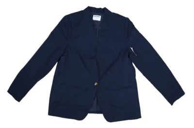 Старый темно-синий вырез воротник Pixie Blazer длинным рукавом темно-синий бизнес куртка XLT - Изображение 1 из 4