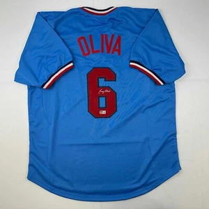 Autographed/Signed Tony Oliva Minnesota Light Blue Baseball Jersey Beckett COA - Picture 1 of 4