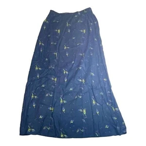 Putumayo vintage black floral rayon side zip maxi skirt M - Picture 1 of 10