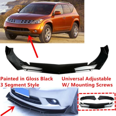 Add-on Universal For 2003-07 Nissan Murano Gloss Black Front Bumper Lip Splitter - Image 1 of 4