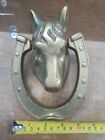 Vintage brass horse head and horseshoe door knocker (B.2)