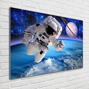 GLASBILD Wandbild Deko Astronaut Erde Raum 2848 DE