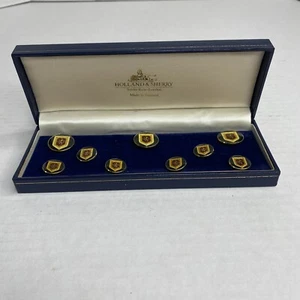 Holland & Sherry Gold Gilt Brass Dress Button Set 9 England Lion Coat Arms New - Picture 1 of 8