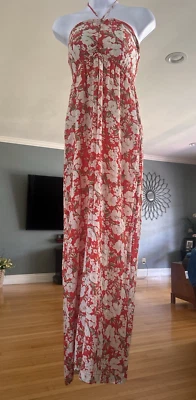 Mono American Eagle Outfitters Rojo Floral Halter Pierna Ancha Talla S/P Rosa Foto 1 de 4