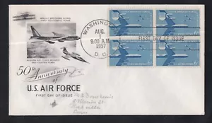 USA 1957 FIRST DAY COVER 50th ANNIV OF U S AIRFORCE BLOCK OF 4 + CACHET - Picture 1 of 1