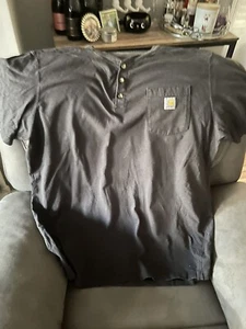 Carhartt Herren XL Tall 3Button Kurzarm Hemd Schwarz Vintage - Bild 1 von 4