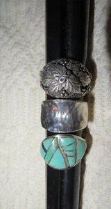 Sterling Silver 3 Rings All Signed Black Hills VC British 28.28 Grams - Picture 1 of 9