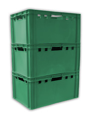 3 Stück Transportbox robust stapelbar lebensmittelecht E3 60x40x30 cm  grün NEU