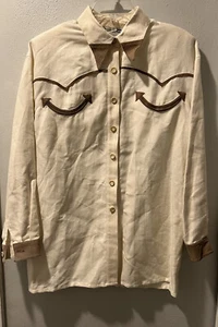 *RARE* Amazing Vintage Cream Oversized Western Shirt KORII JOKO INTERNATIONAL - Picture 1 of 10