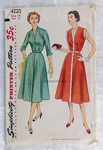 SIMPLICITY Women Sewing Pattern 4220 One-Piece Dress B32 Vintage 1940s 1950s - Picture 1 of 3