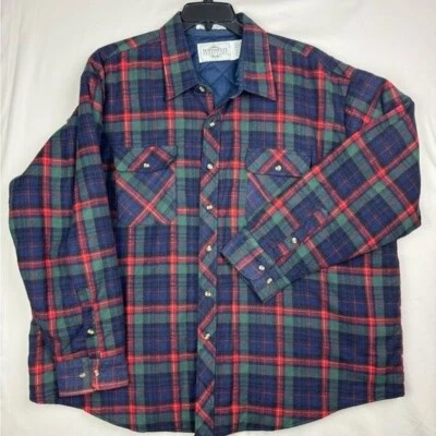 Northwest Territory Men's 3X Plaid Quilted Shacket Button Shirt blue green - Image 1 of 4