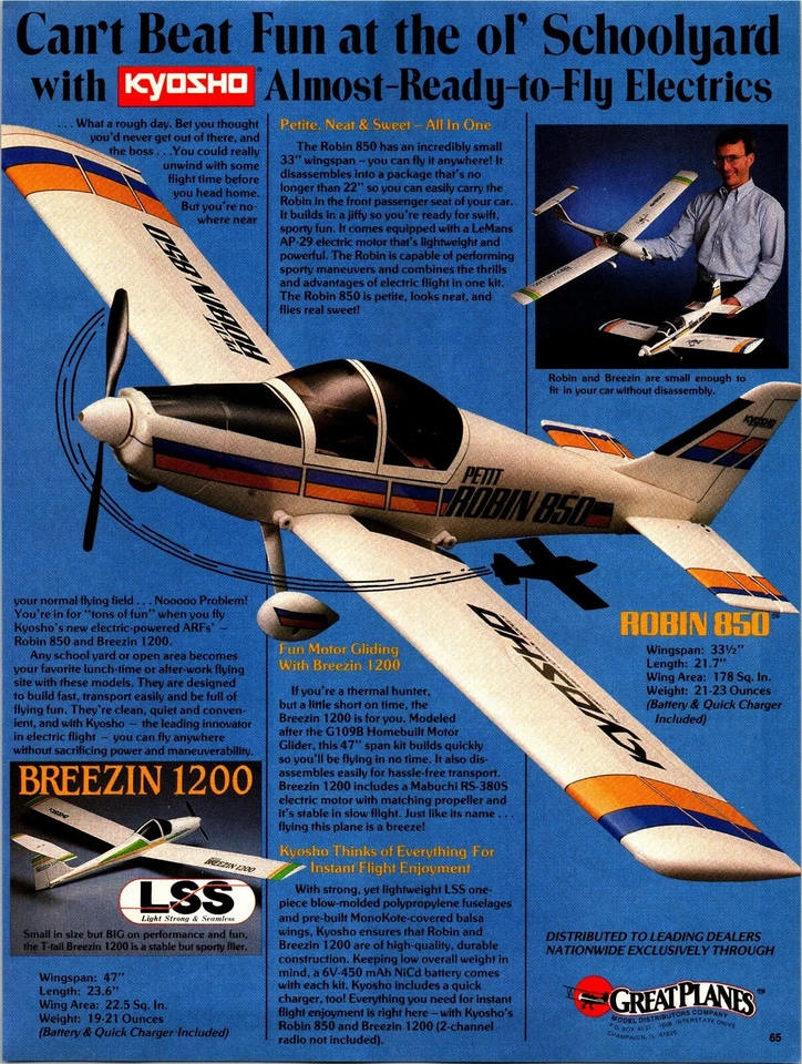 Kyosho Breezin 1200 ARF Electric Plane Print Ad Wall Art Decor - Image 1 of 1