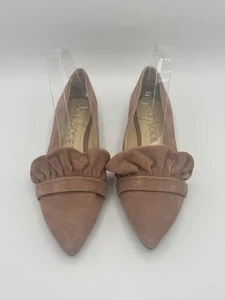 Sole Society Kamber Sz 7 Deep Rose Pink Suede Flats w Ruffles Shoes Pointed Toe - Picture 1 of 8