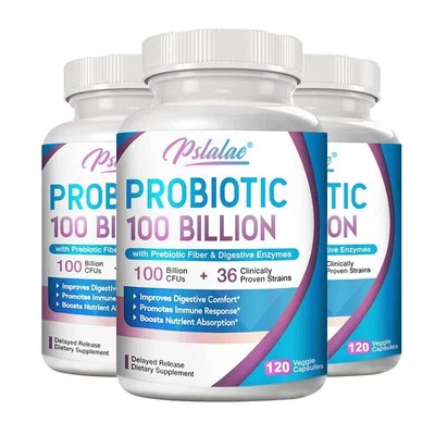 PSLALAE Probiotic 100 Billion - Gut Health, Relieve Gas and Bloating - with Prebiotic