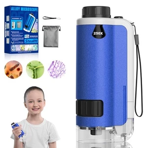 Tragbares Hand Mini Mikroskop für Kinder, 100x-250x Zoom mit LED-Leuchten, A... - Bild 1 von 7