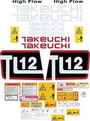 适用于 Takeuchi TL12 贴花套件 滑移转向器 - 3M 乙烯基 - 免费送货 — 第 1/3 张图片