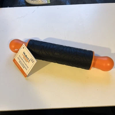 Маленькая скалка с отпечатком паутины пластиковые оранжевые ручки лакомства для Хэллоуина - Изображение 1 из 4