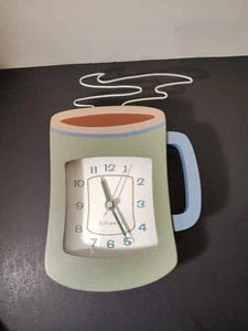 INFORMAL Coffee Mug Cup Wall Clock 3D Wood Wire Steam Battery - Picture 1 of 7