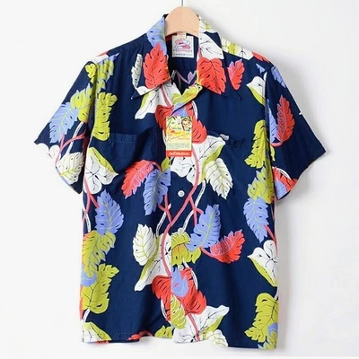 ✨NWT✨ Duke Kahanamoku 1950s Hawaiian Aloha Shirt Navy Monstera Japan SE - Image 1 of 4