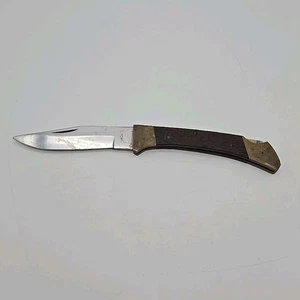 Hanza Steel Drop Point Taschenmesser Holz Messinggriff Edelstahlklinge - Bild 1 von 7