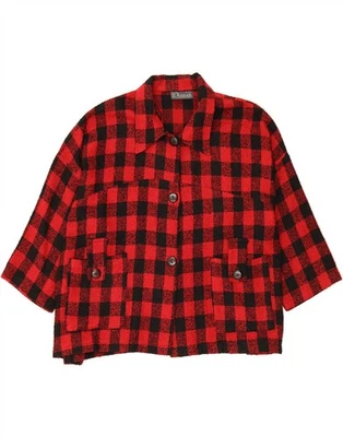 MARC ABBAS Womens 3/4 Sleeve Bomber Jacket One Size Red Gingham Polyester DH52 - Image 1 of 3