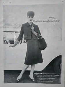 1958 Mujer Davidow Daventweed Traje Hudson's Woodward Shops Vintage Moda Anuncio - Imagen 1 de 1