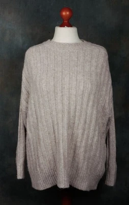 ZARA chunky relaxed fit ribbed jumper. EU Medium. Beige. - Image 1 of 4