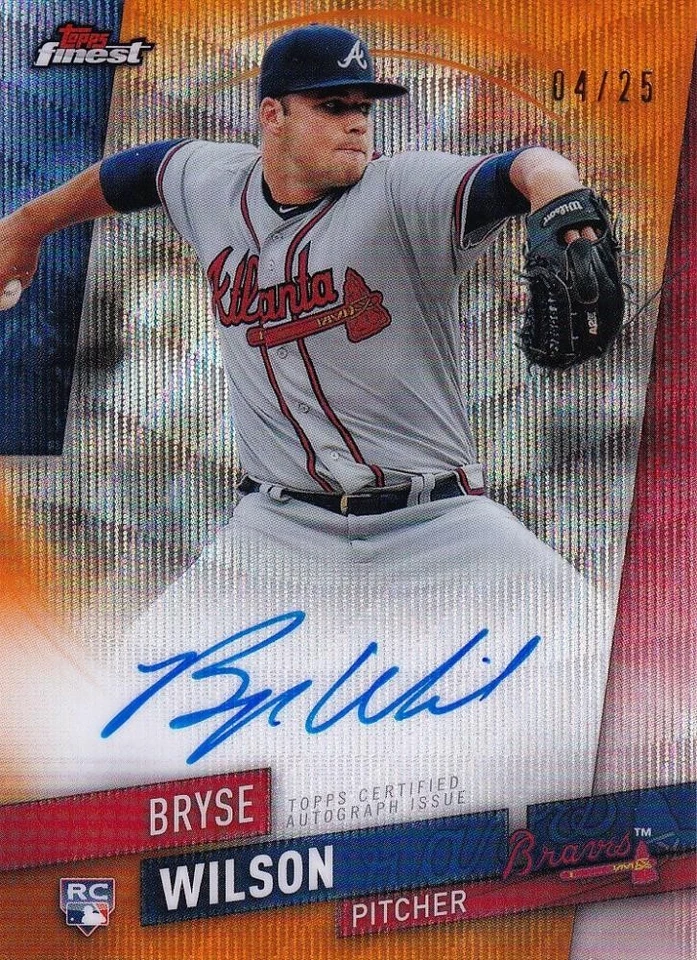 2019 Topps Finest Bryse Wilson Finest Auto Orange Wave /25 Braves - Image 1 of 1