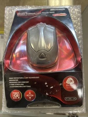 NEW Microsoft Wireless Notebook 1000dpi Laser Mini Mouse 6000 Windows Mac - Image 1 of 3