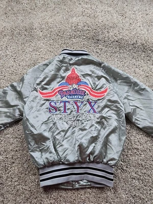 Vintage Styx Jacket Mens Small Satin Bomber Paradise Theatre Tour 1981 USA 80s - Image 1 of 4