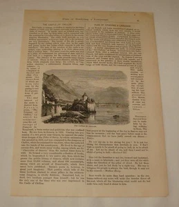 Artikel von 1880 ~ Schloss von Chillon, Schweiz - Bild 1 von 1