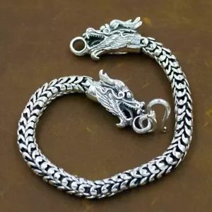 Doppelkopf Drachenwaage 925 Sterlingsilber AG authentisches echtes Herrenarmband - Bild 1 von 12
