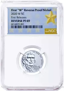 2020 "W" Reverse Proof Nickel First Releases NGC PF69 Star Label with COA - Picture 1 of 2