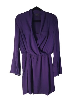 XOXO Long Sleeve Purple Faux Wrap Dress Party Modern Office Dress NWT Size Large - Image 1 of 4