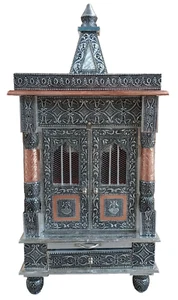 Hindu Temple Mandir 12"x9" Puja Mandir Pooja Temple Oxidised Copper Small Temple - Picture 1 of 2