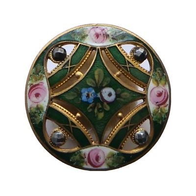 Button Antique - Openwork - Enamel Champleve - 27 MM - 19th C. Buttons - Image 1 of 4