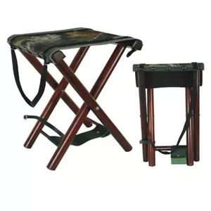 Taburete plegable de caza, tiro, campamento, pesca hecho de madera y cuero - Imagen 1 de 1