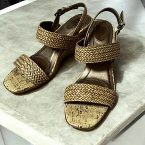 LifeStride Velocity Wedge Sandals 7.5M Tan Cork Braided Strap Comfort Shoes - Picture 1 of 15
