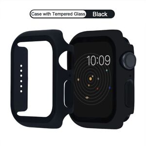 360 full Screen protector Bumper Frame matte hard Case for Apple watch Tempered