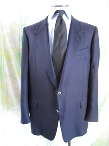 Hickey Freeman Collection dark blue cashmere herringbone tweed jacket 46L - Picture 1 of 6