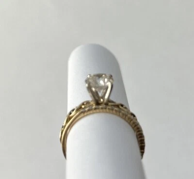 Aliança de casamento com diamantes ouro amarelo 10kt Reeds anel de diamante ouro 10kt - Imagem 1 de 4