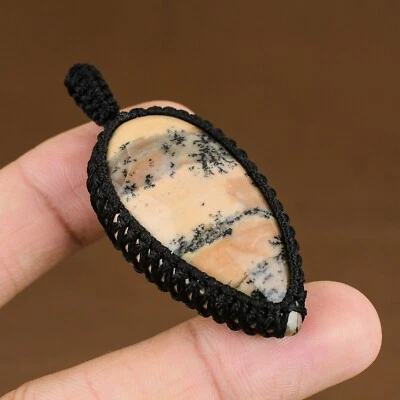 Honey Dendrite Opal Gemstone Pendant Micromacrame Handmade Pendant Gifts For Her — 第 1/4 张图片