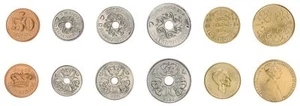 Dänemark 50 Erz - 20 Kronen 6-teiliges Set, 2020-2022, KM #866-970, neuwertig - Bild 1 von 7