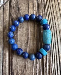 Jay King Mine Finds Lapis and Turquoise Stretch Bracelet, New - Picture 1 of 5