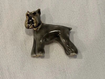 Broche Erwin Perla Perro Pin Schnauzer Esmalte/Metal Firmado ¡Raro! Foto 1 de 4