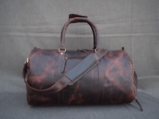 20 In Buffalo Leather Duffle Bag Travel Luggage Handbag Holdalls Shoe Pocket