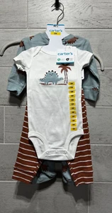Carters baby Boy Size 6 Months 3 Piece Dinosaur Character Set - Picture 1 of 2